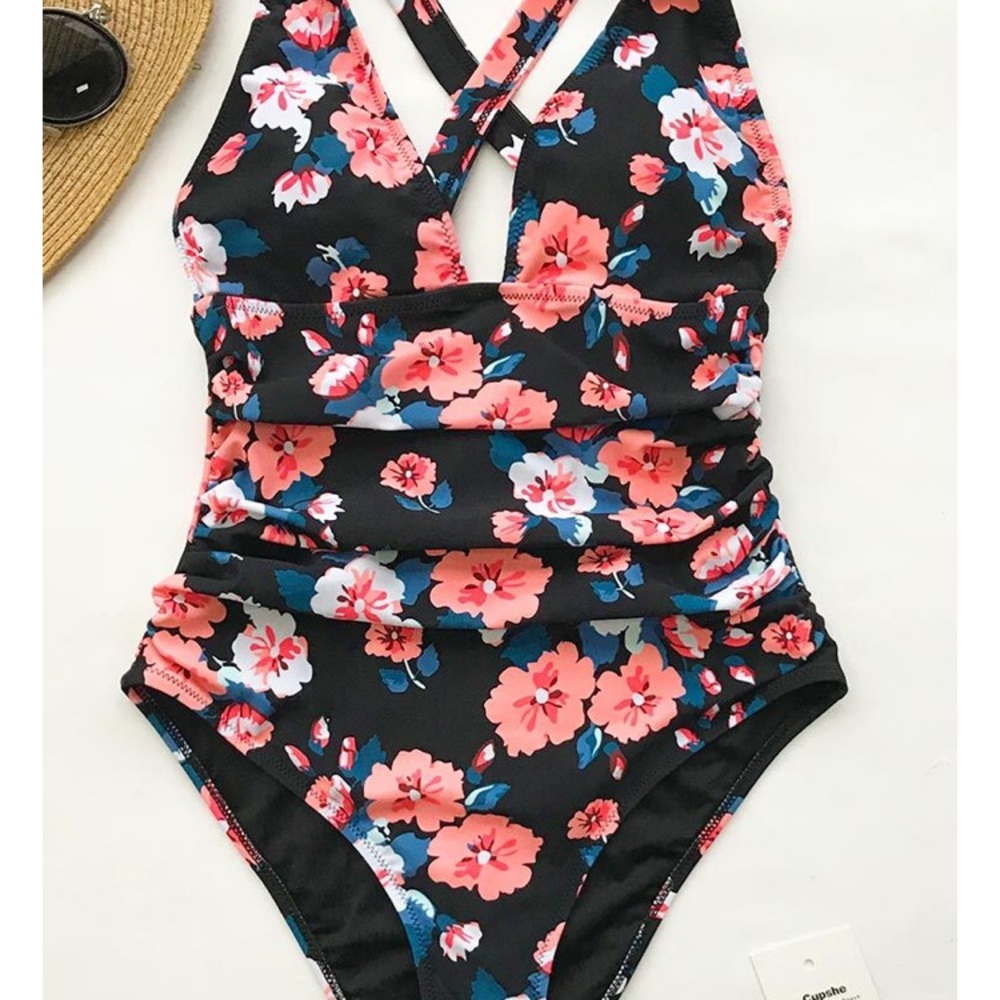 Flashing spray print one-piece swimsuit